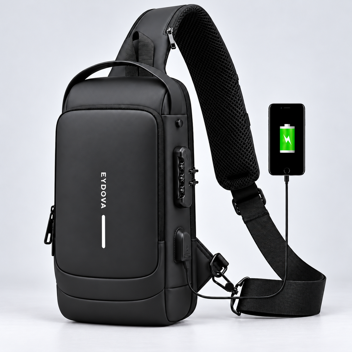 EYDOVA Anti-Theft Smart Sling Bag - Black