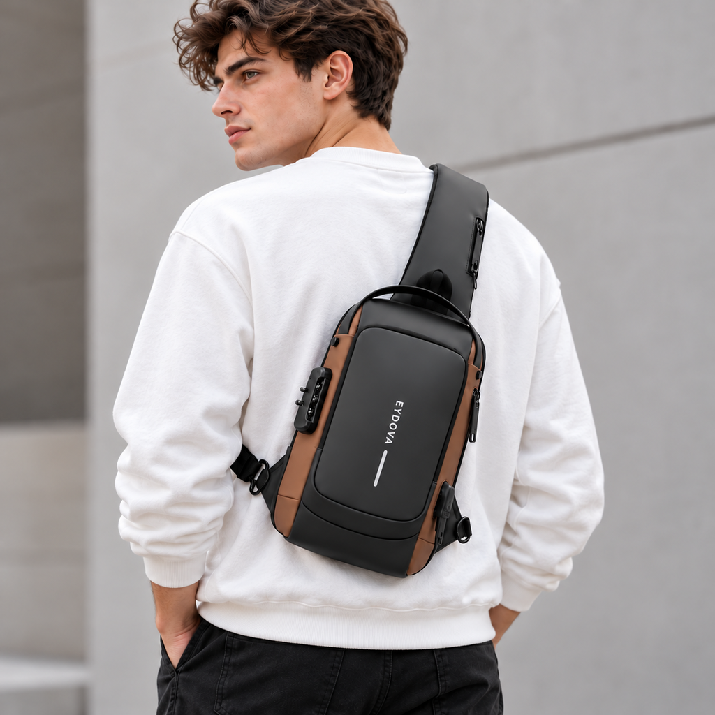 EYDOVA anti-theft sling bag lifestyle side view