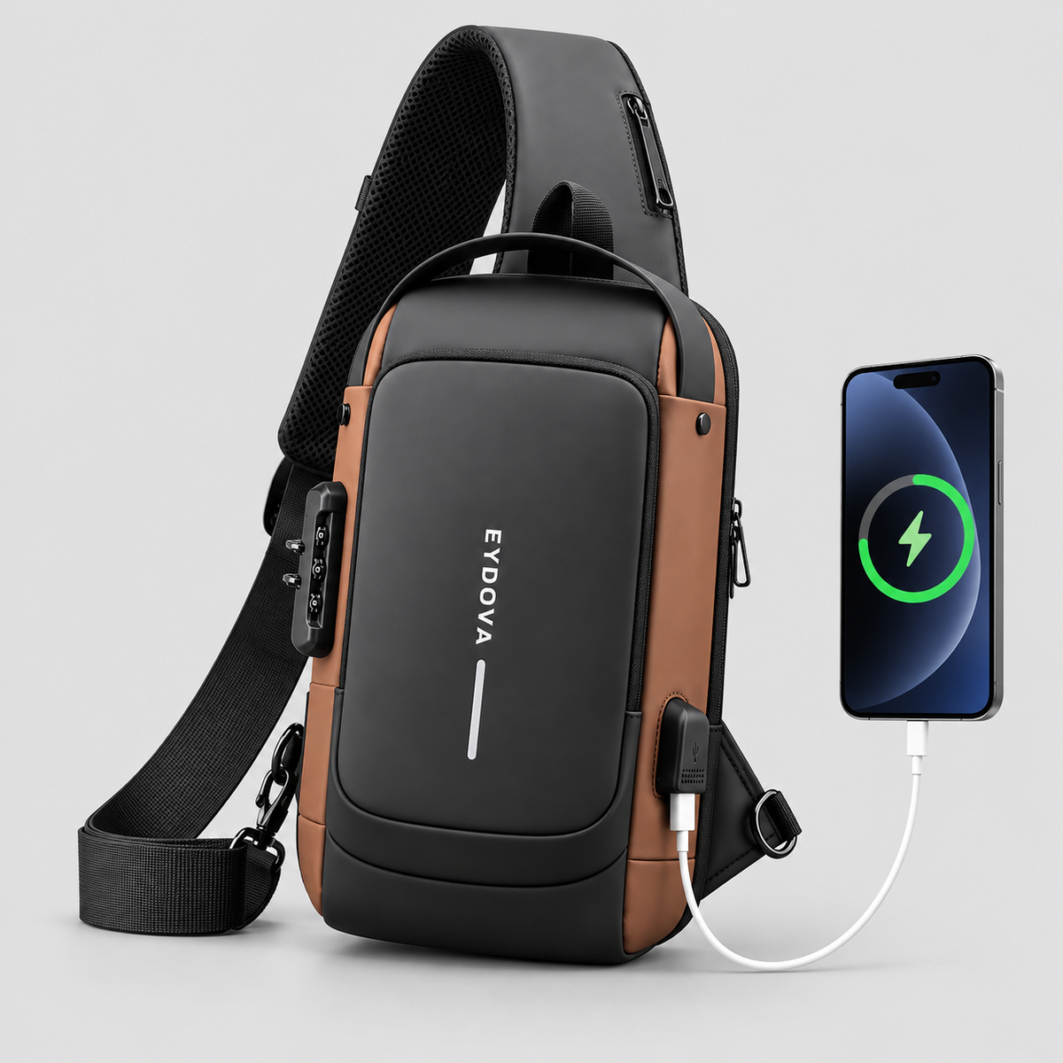 EYDOVA anti-theft sling bag with USB charging feature